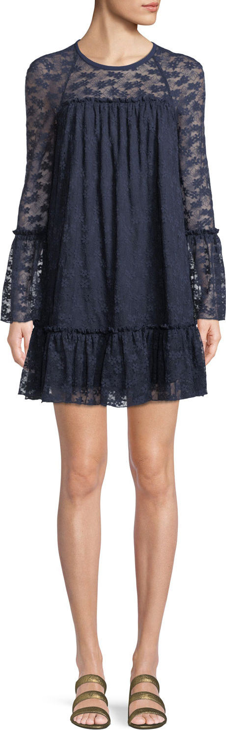 MICHAEL MICHAEL KORS Long-Sleeve Lace Ruffle Dress