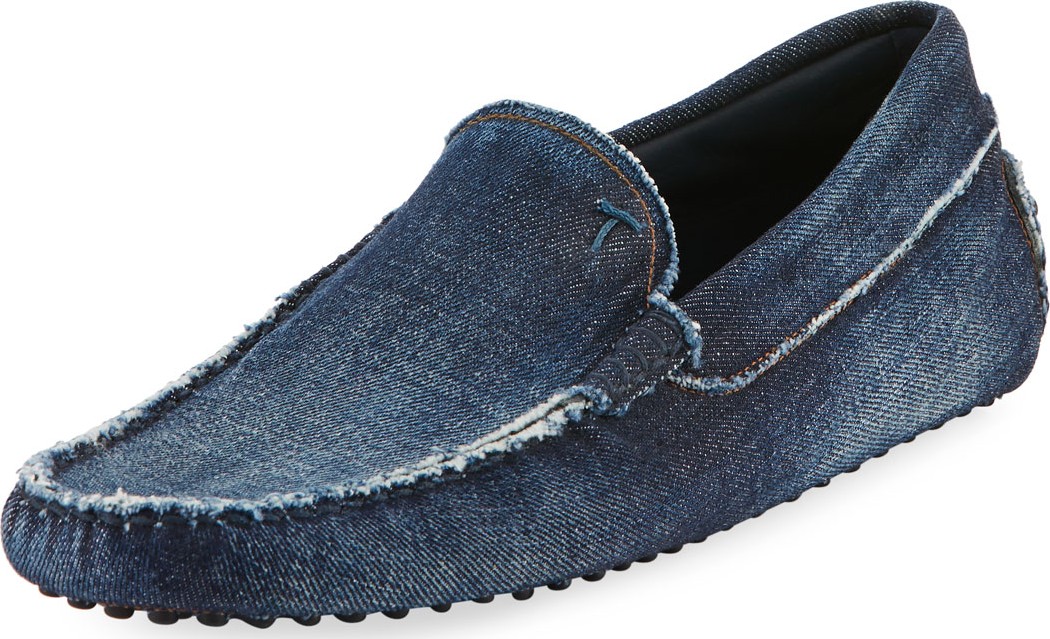 Tod's Distressed Denim Slip-On Driver
