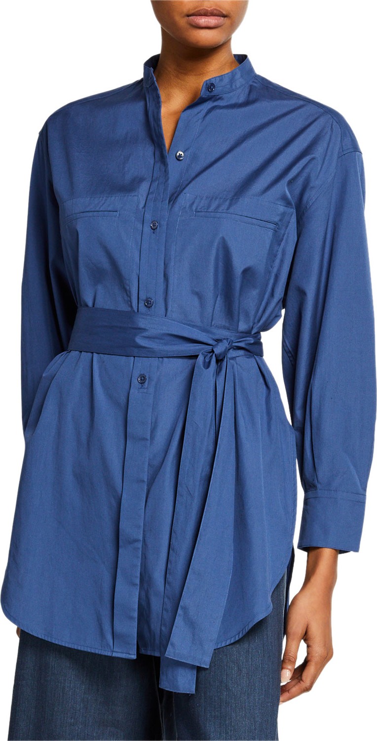 Vince Long-Sleeve Oversized Belted Shirt