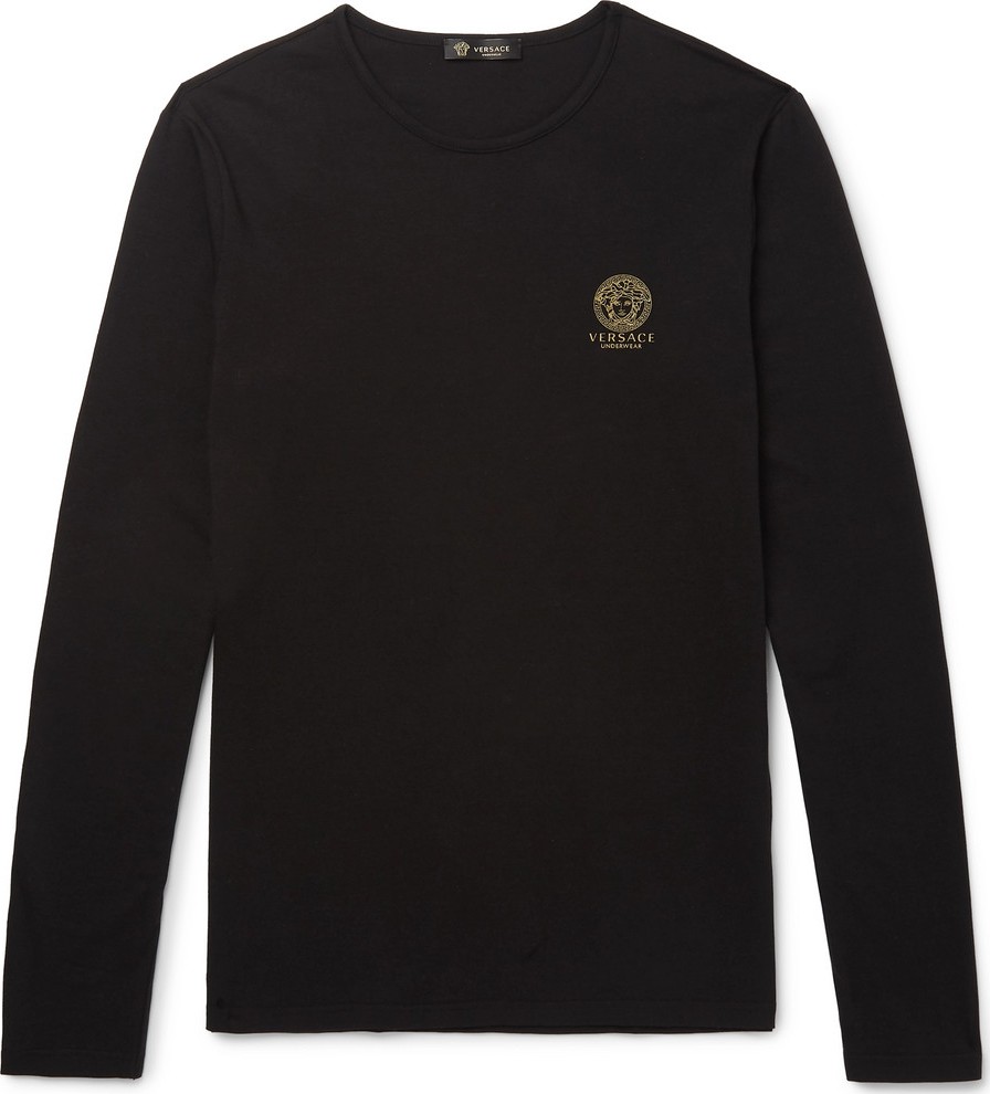 Versace Logo-Print Stretch Cotton-Blend T-Shirt