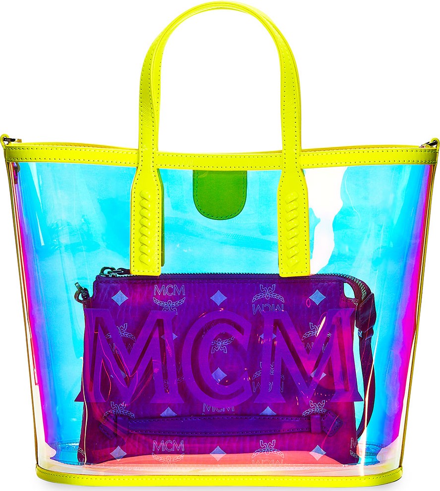 MCM Luccent Medium See-Through Neon Tote Bag