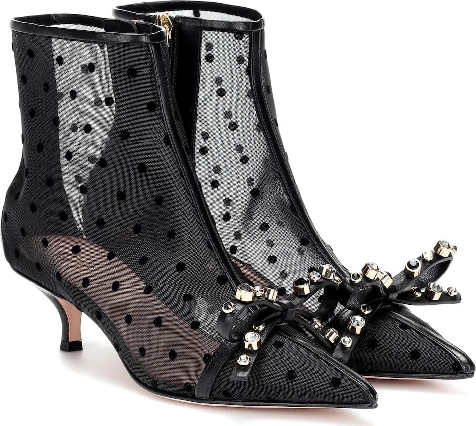 RED Valentino RED (V) mesh and leather ankle boots