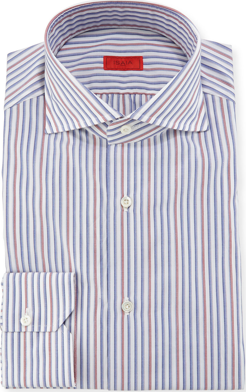 Isaia Striped Woven Dress Shirt