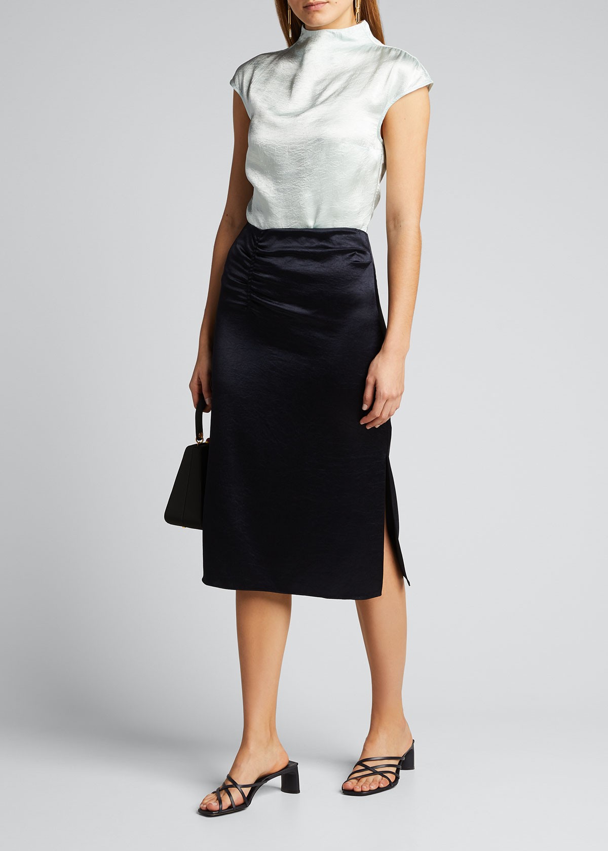 Elie Tahari Justine Satin Pencil Skirt