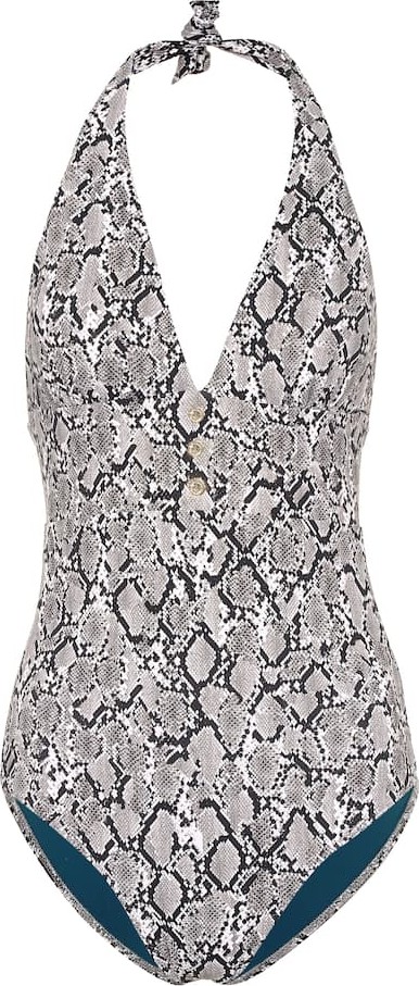 HEIDI KLEIN Mombasa snake-effect halter swimsuit