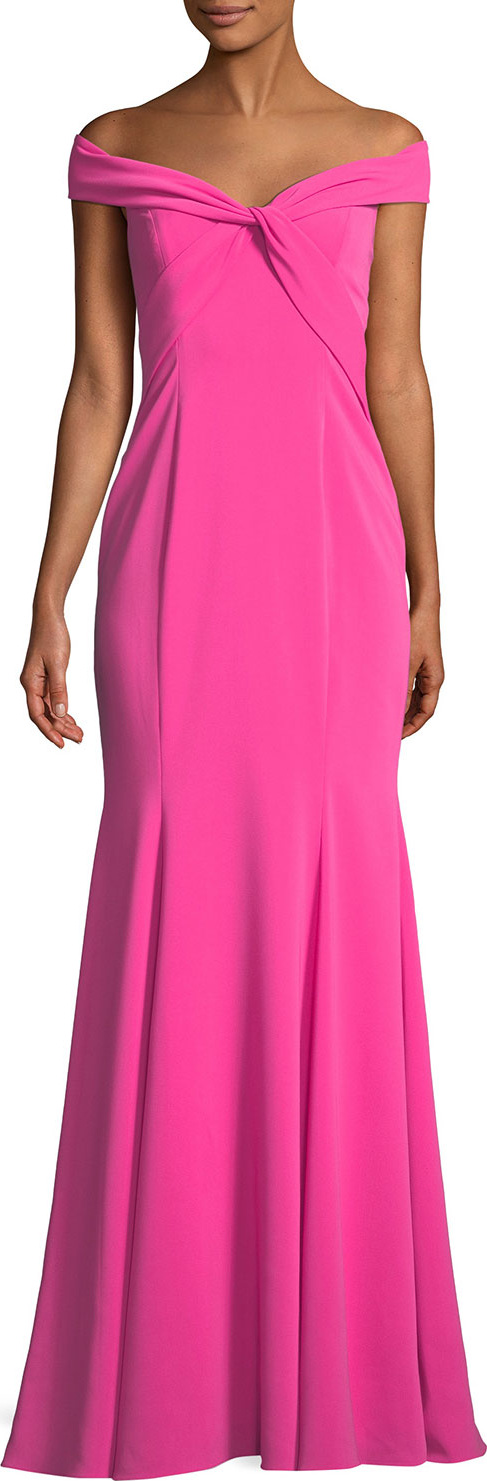 Jay Godfrey Hamilton Crepe Off-the-Shoulder Twist Gown