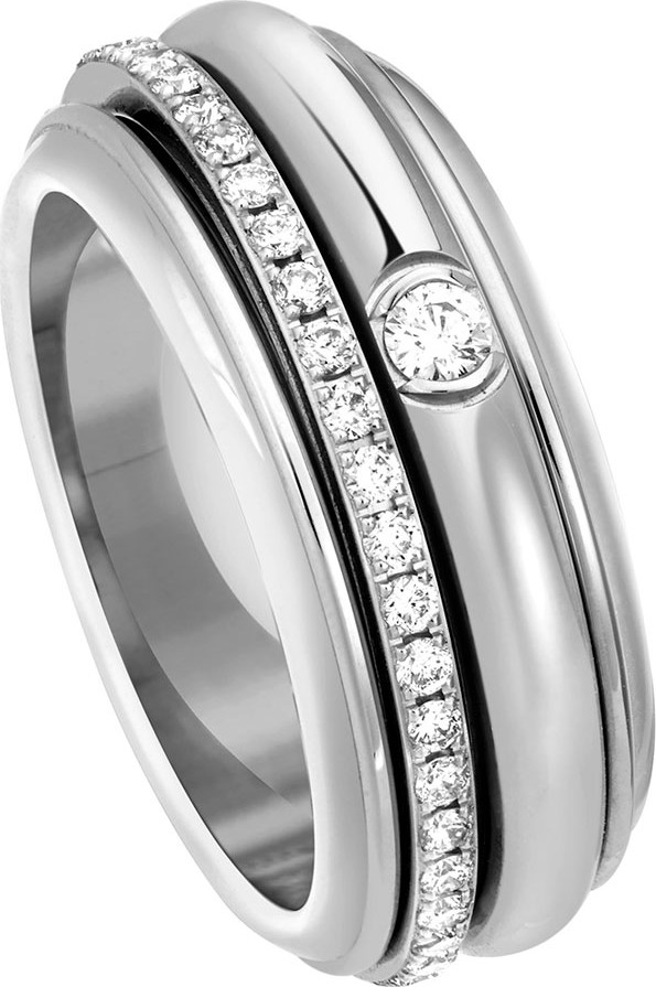 Piaget Possession Turning Band Ring with Diamonds in 18K White Gold, Size 54
