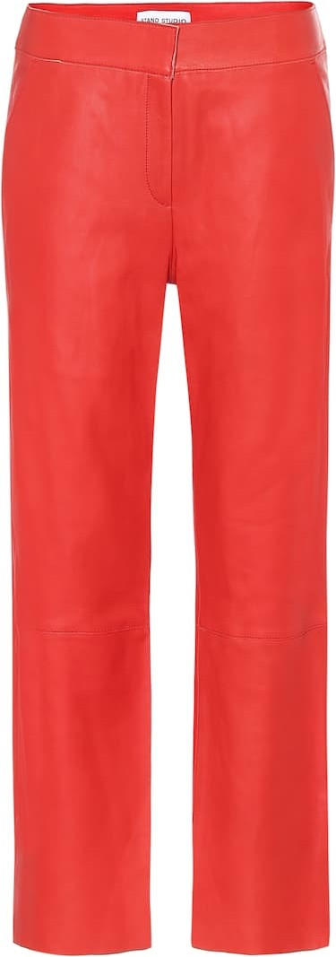 STAND STUDIO Zoe mid-rise straight leather pants