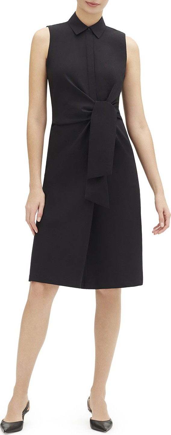 Lafayette 148 New York Cabella Sleeveless Tie-Front Stretch-Cotton Shirtdress