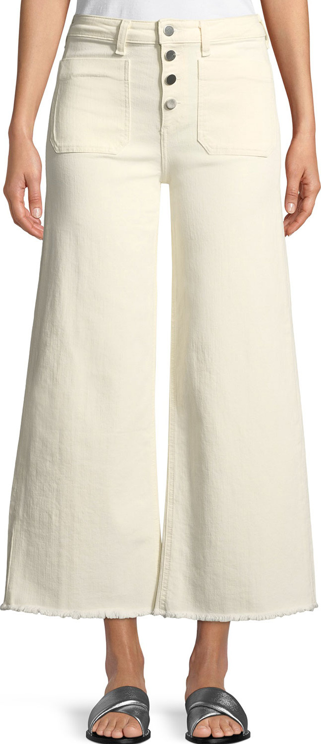 Elizabeth And James Carmine Button-Fly Wide-Leg Jeans with Raw-Edge Hem
