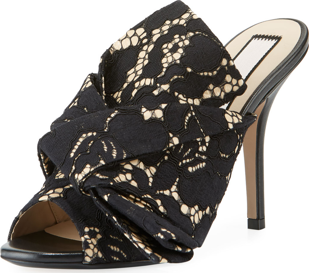 Nº21 Lace Bow Slide Sandals