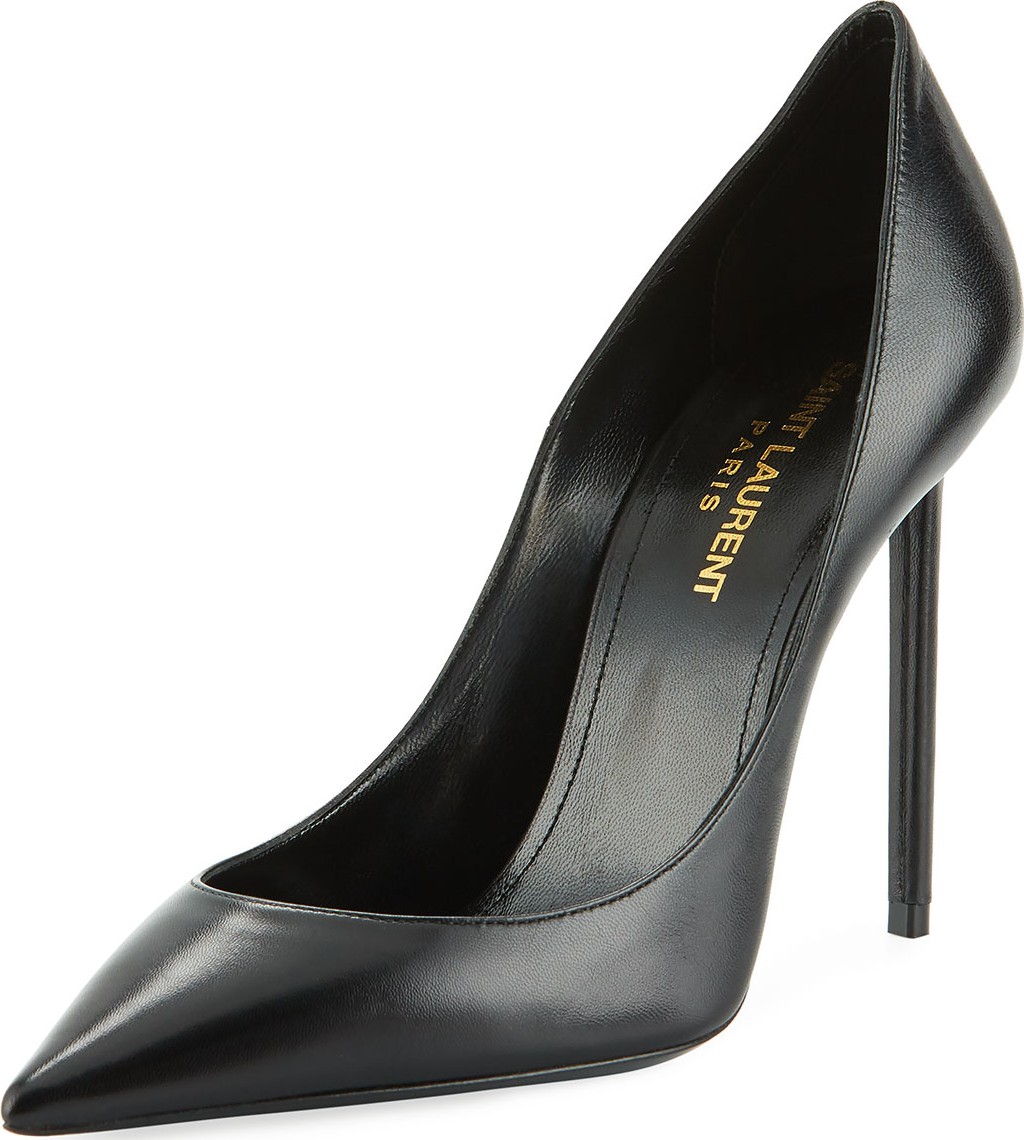 Saint Laurent Zoe Leather Point-Toe Pumps