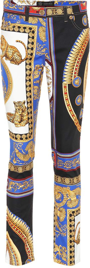 Versace Scarf-printed straight-leg jeans