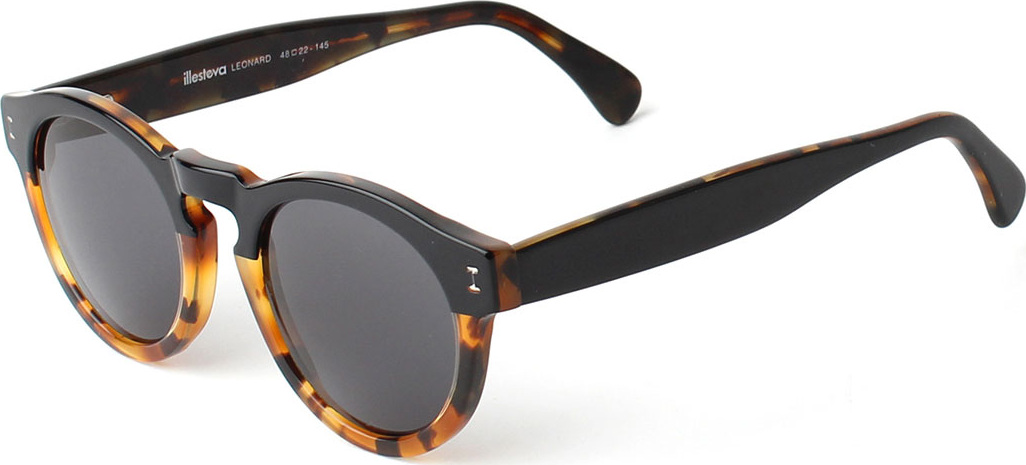 Illesteva Leonard Bi-Color Sunglasses, Black/Tortoise