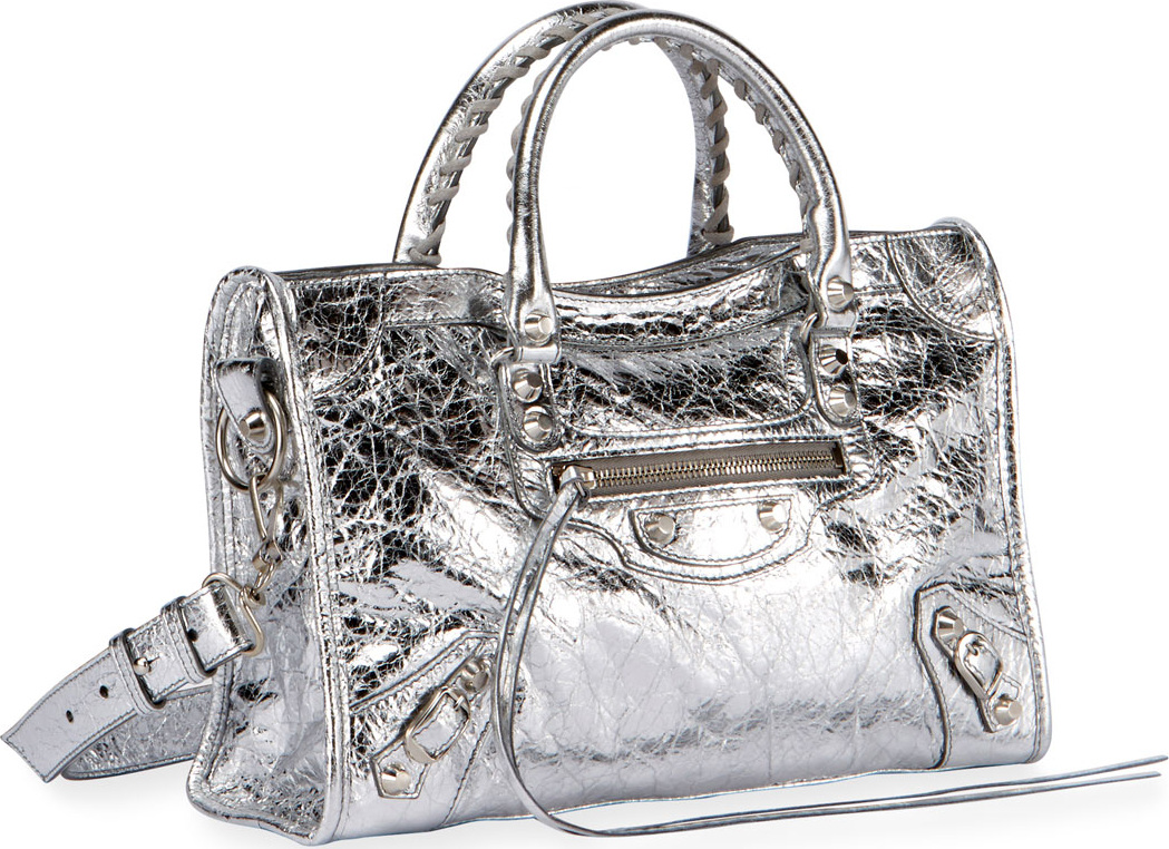 Balenciaga Classic City AJ Small Metallic Leather Satchel Bag