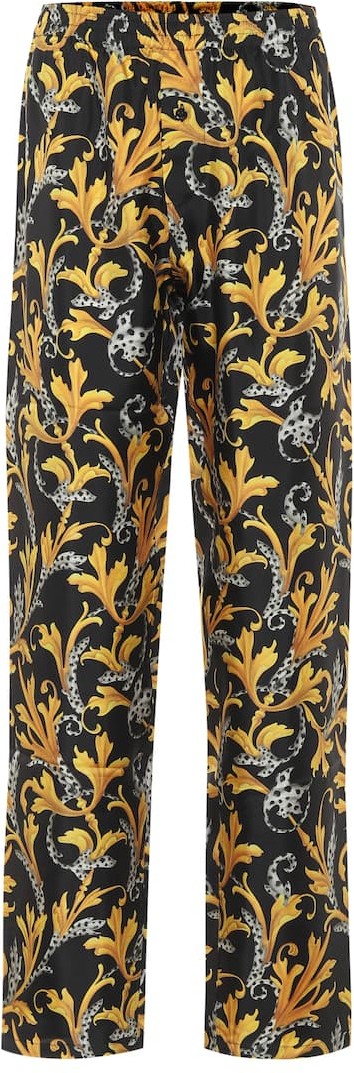 Versace Printed silk high-rise pants