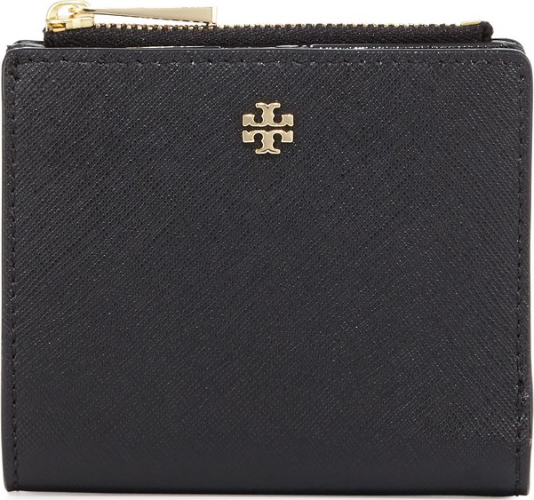 Tory Burch Robinson Leather Mini Wallet, Black