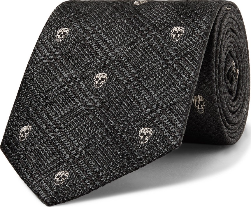 Alexander McQueen 8cm Embroidered Prince Of Wales Checked Silk-Jacquard Tie