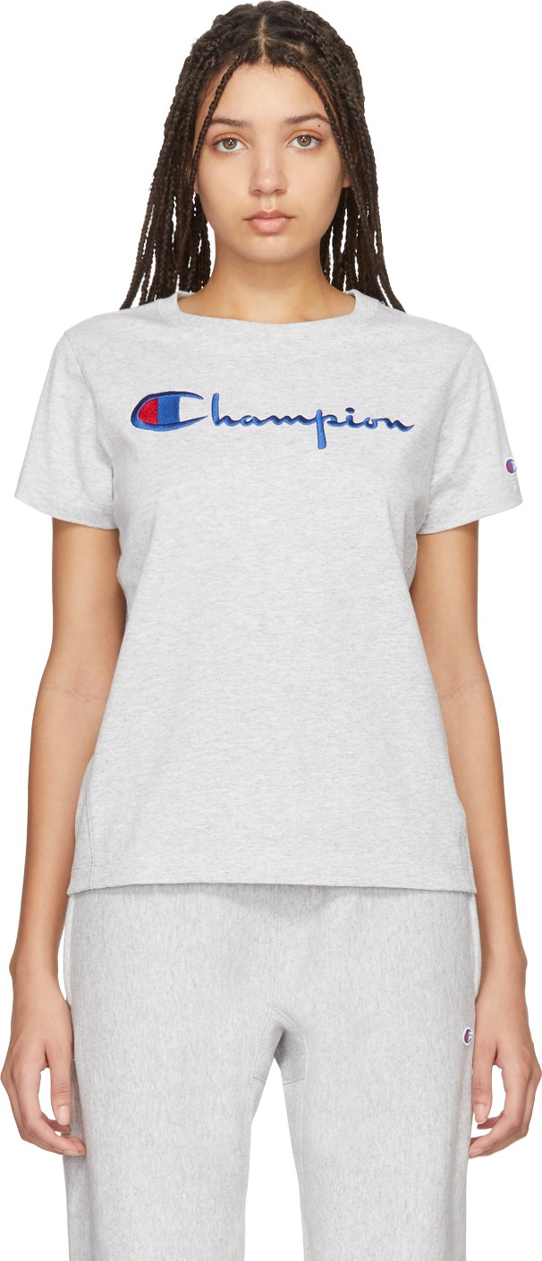 Champion Reverse Weave Grey Big Script T-Shirt Champion Reverse Weave Grey Big Script T-Shirt