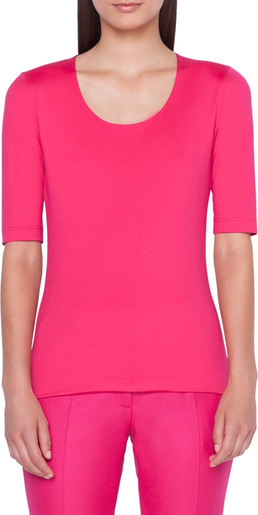 Akris Elbow Sleeve Scoop Neck Tee