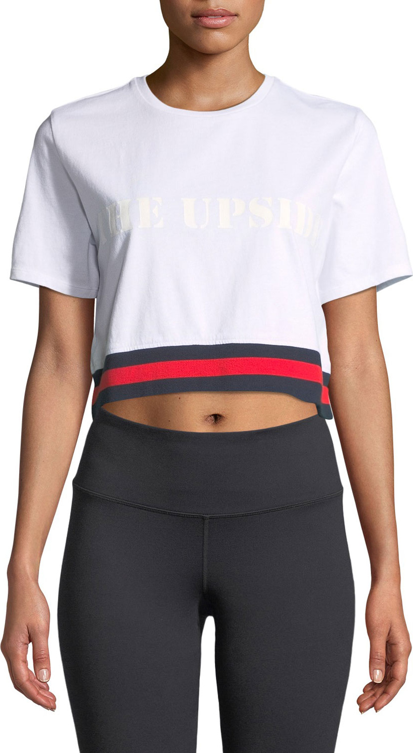 The Upside Casper Striped Cropped Logo Tee