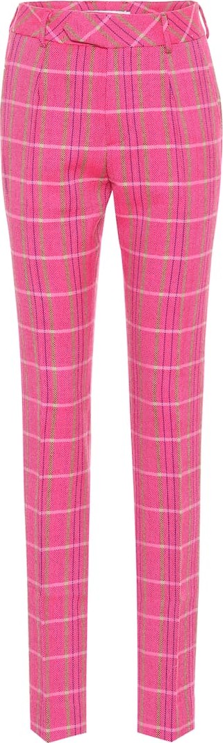 Matthew Adams Dolan Plaid wool mid-rise slim pants