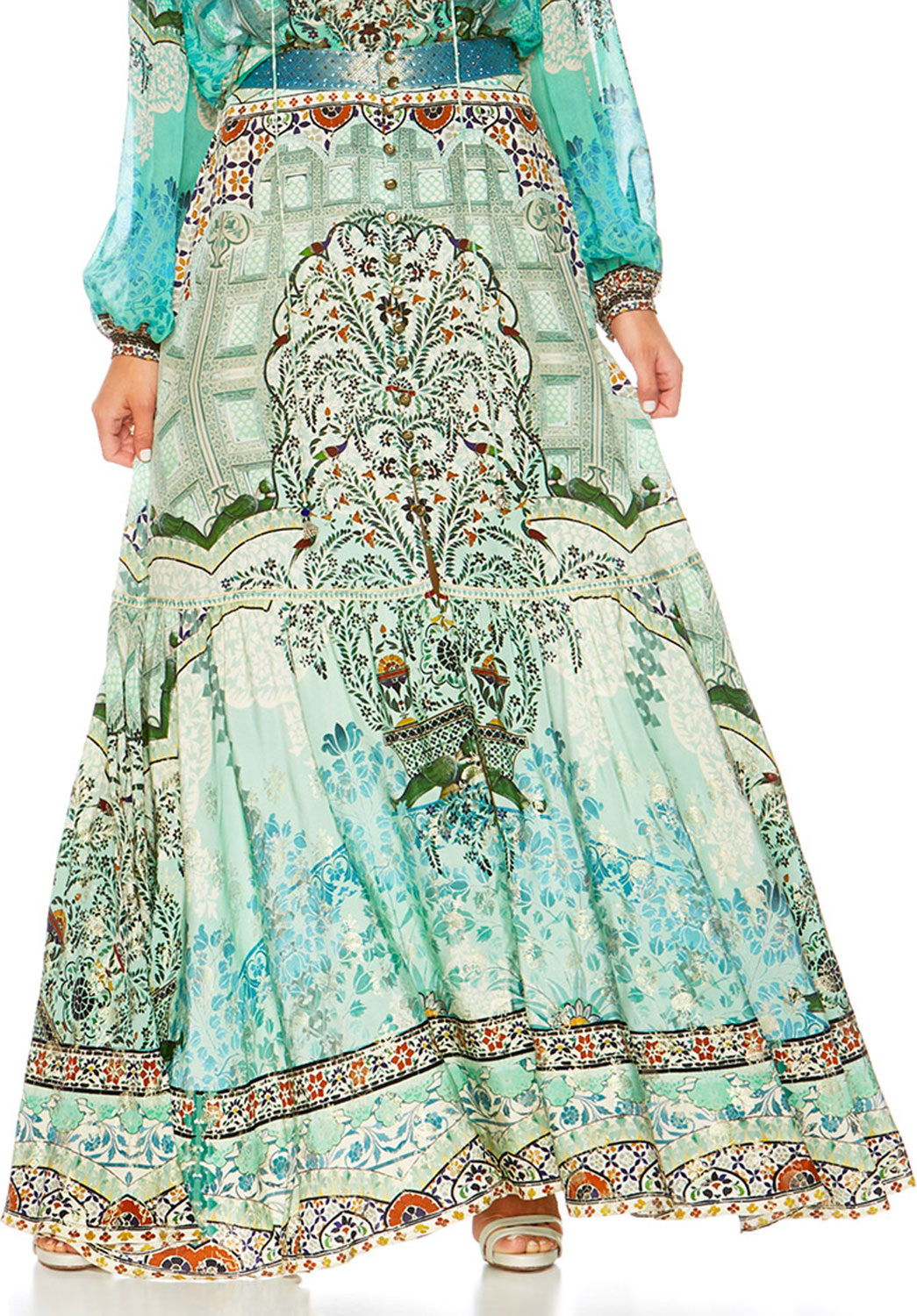 Camilla The Spirit Within Printed Peasant Maxi Skirt