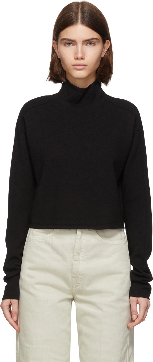 Helmut Lang Black Wool Compact Turtleneck