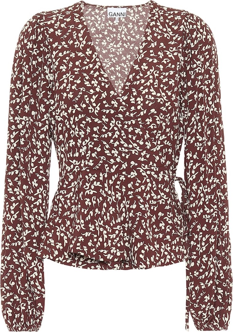 Ganni Floral crêpe blouse
