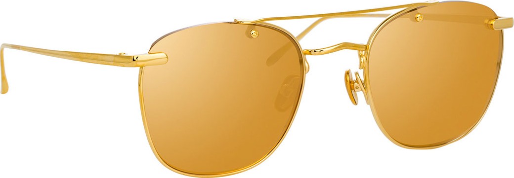 Linda Farrow Semi-Rimless Square Mirrored Titanium Sunglasses