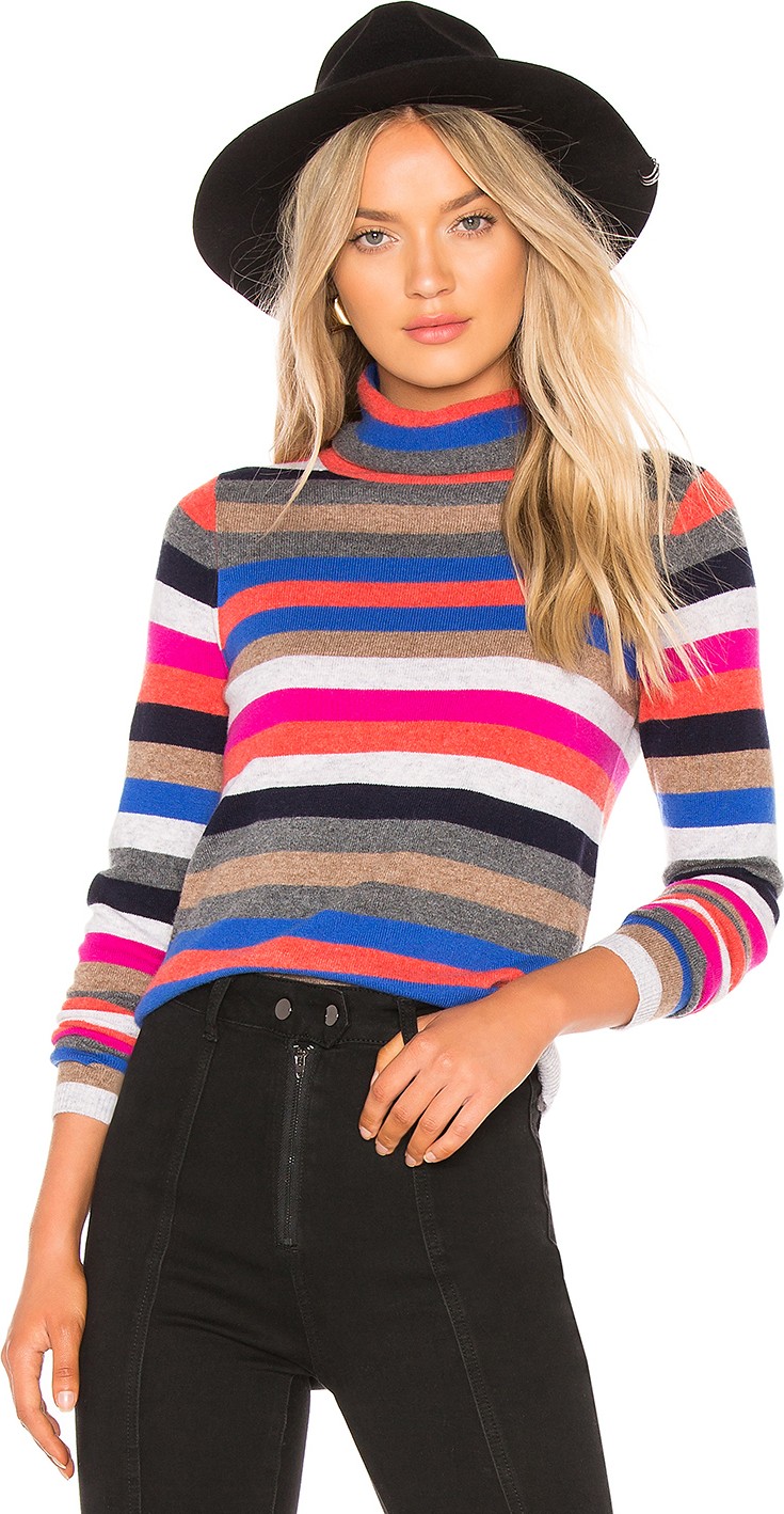 525 America Cashmere Striped Turtleneck