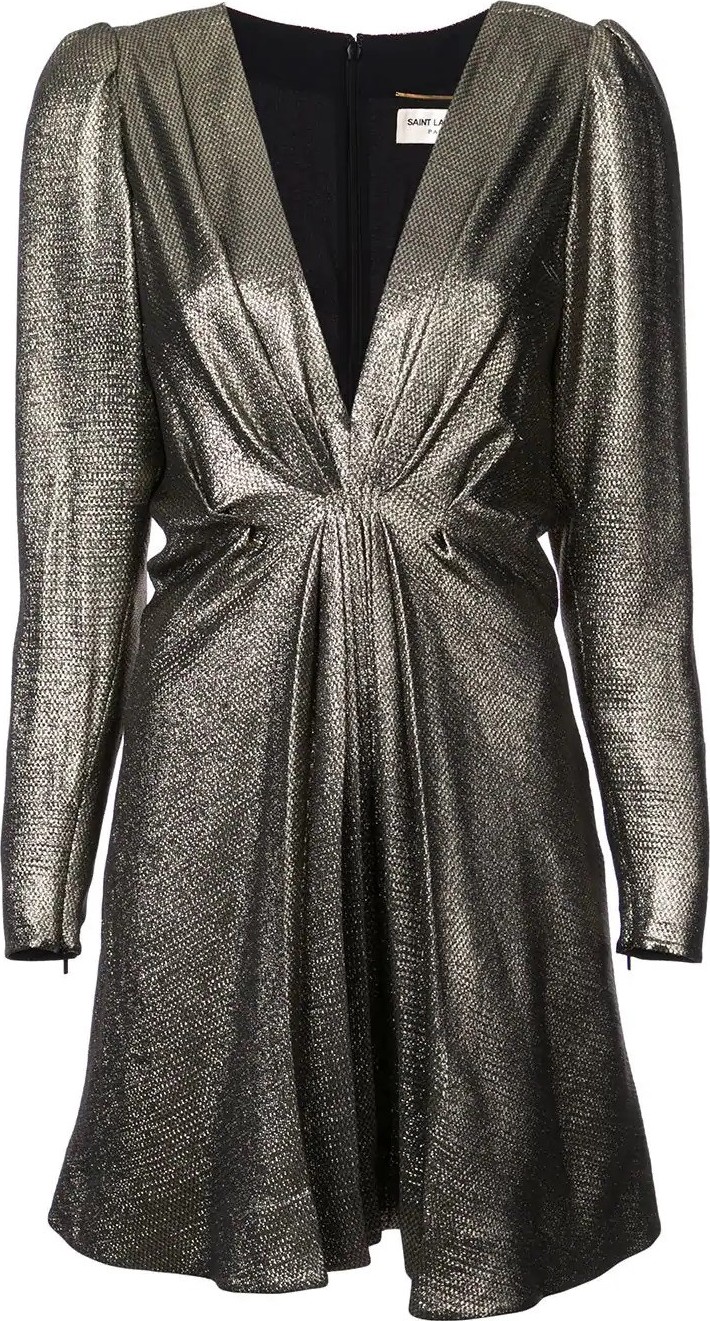 Saint Laurent V-neck metallic dress