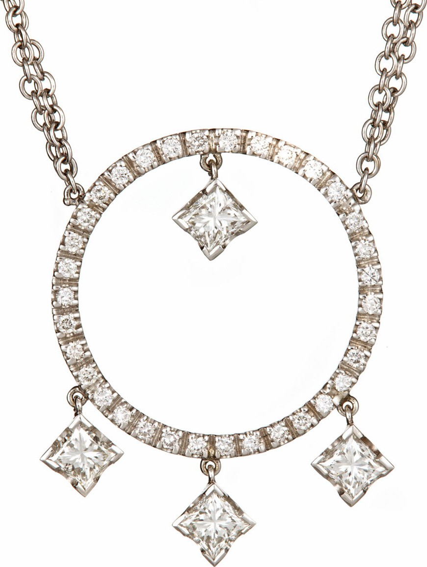 ZYDO Classic Chic 18k White Gold Diamond Hoop Necklace