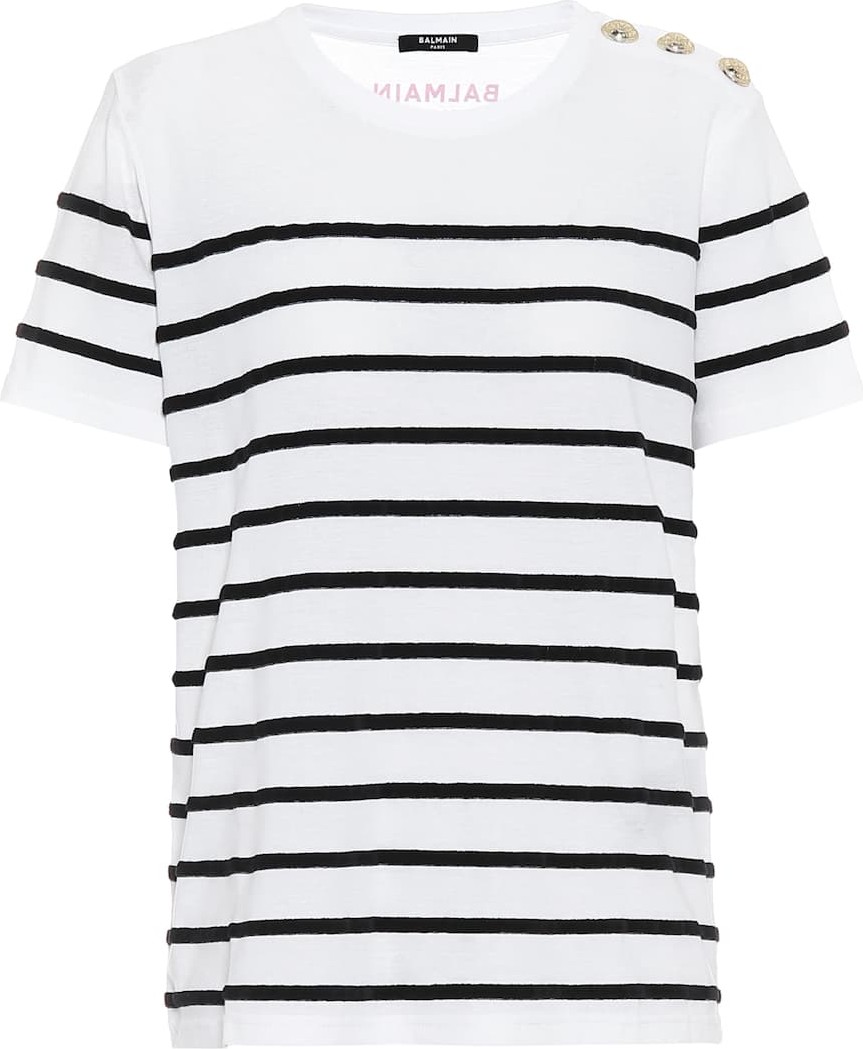 Balmain Striped cotton T-shirt