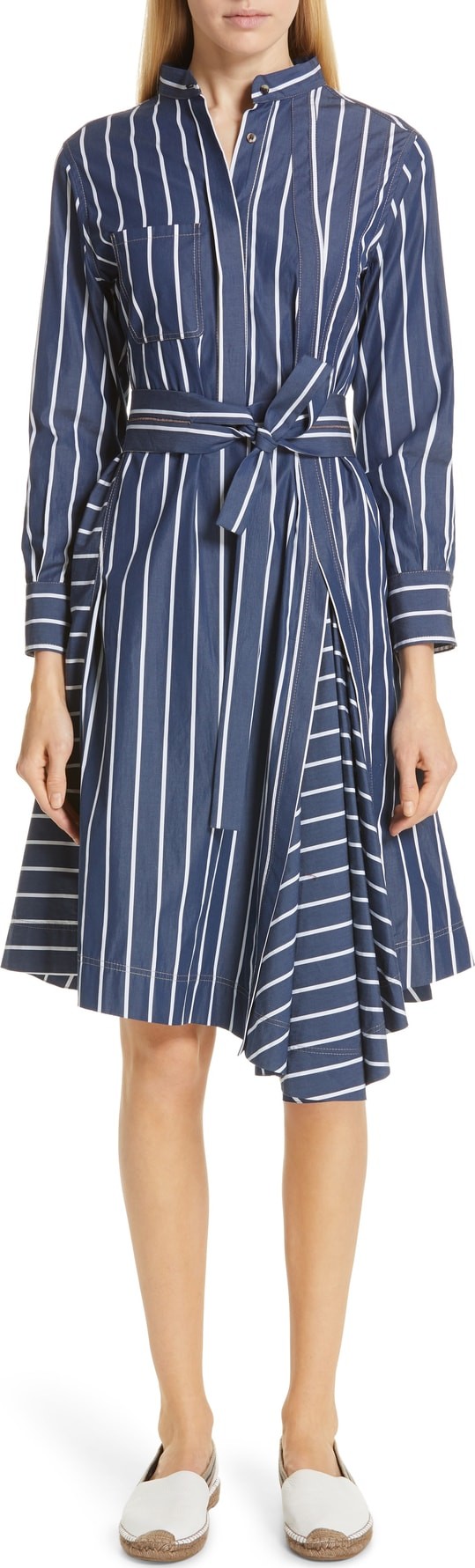 Brunello Cucinelli Pinstripe Cotton Shirtdress