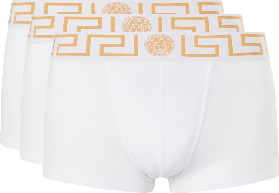 Versace Three-Pack Logo-Detailed Stretch-Cotton Boxer Briefs