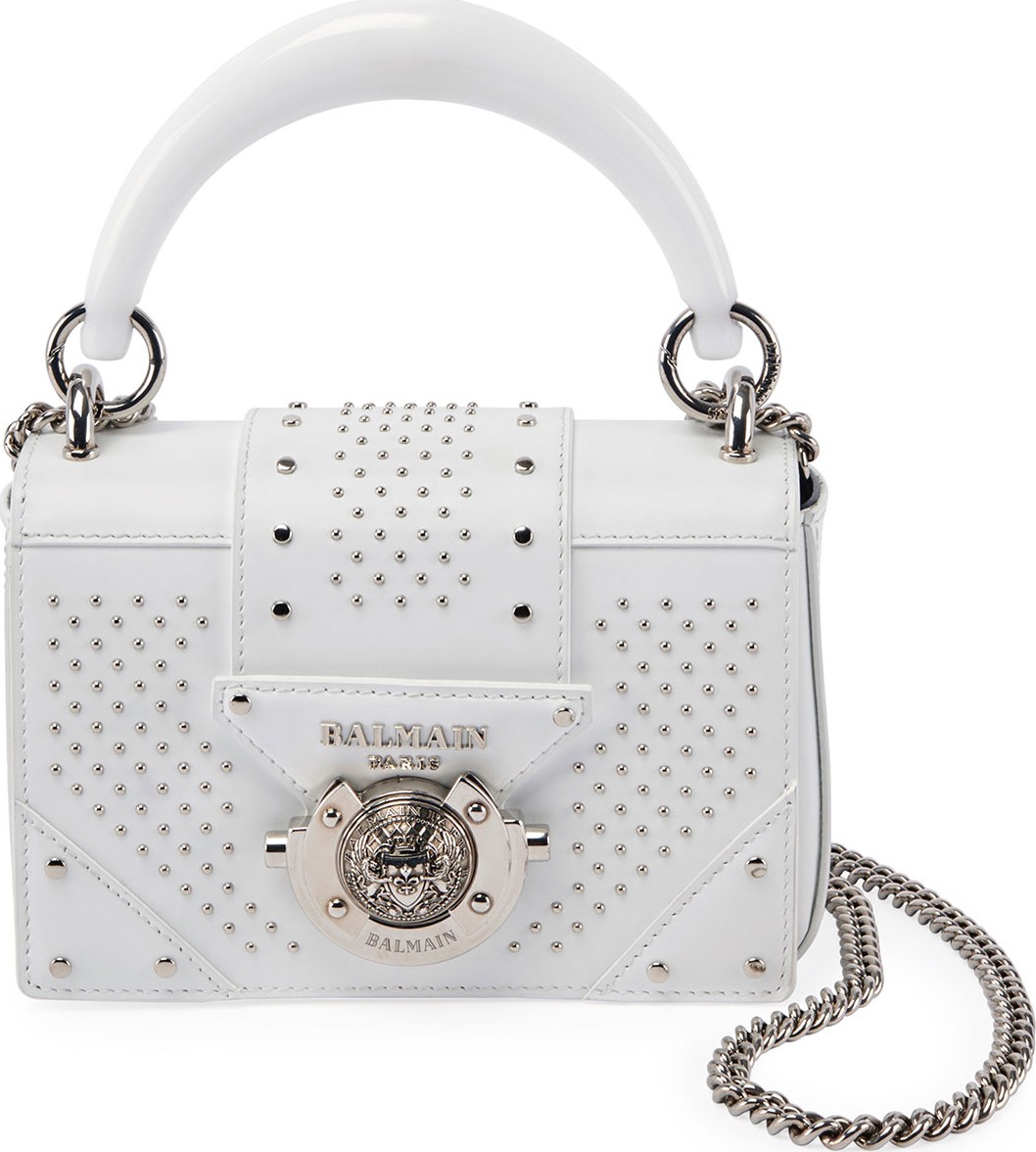 Balmain Ring Baby Box Calf Stud Shoulder Bag