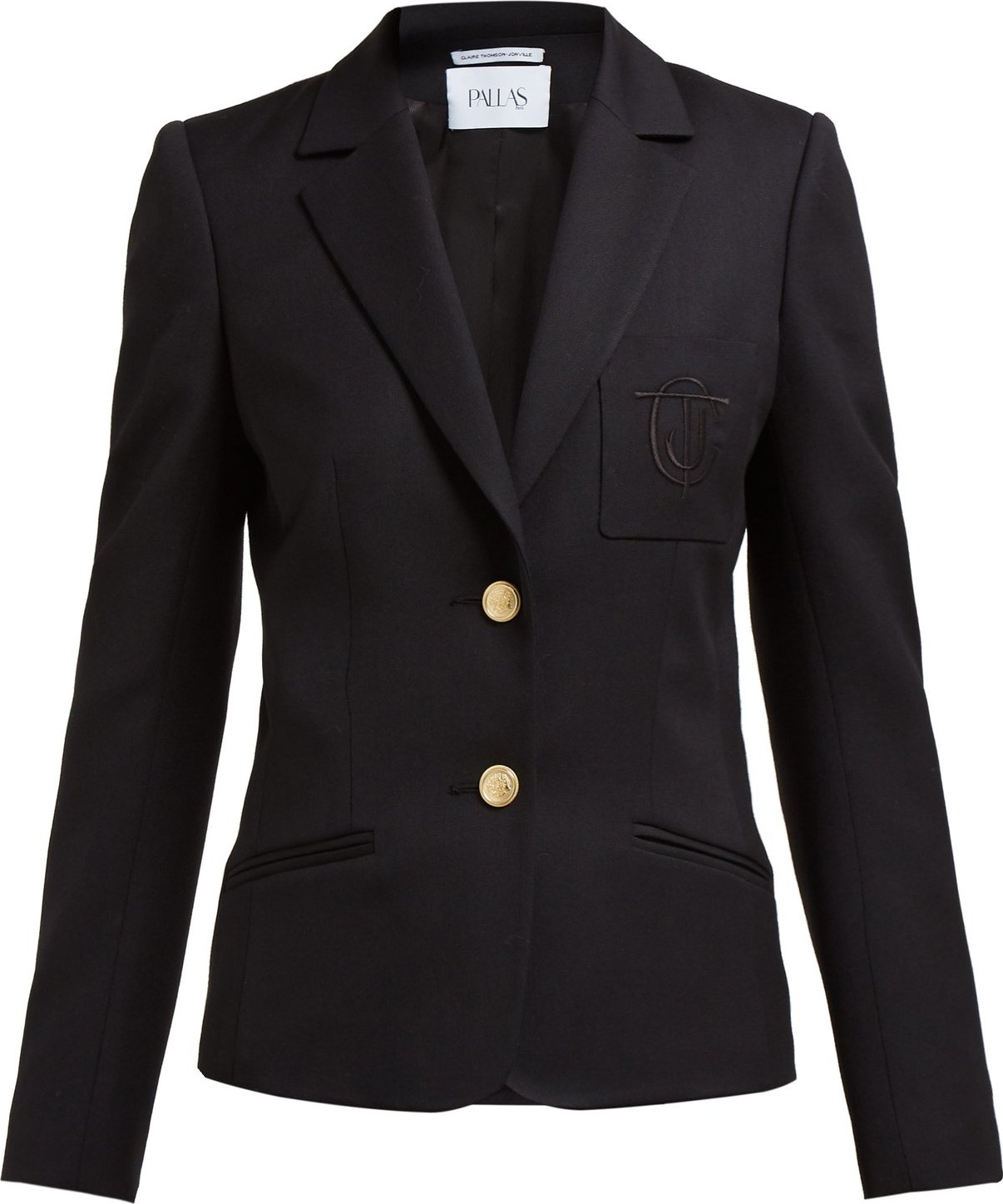 Pallas x Claire Thomson-Jonville Eton crest-embroidered wool blazer