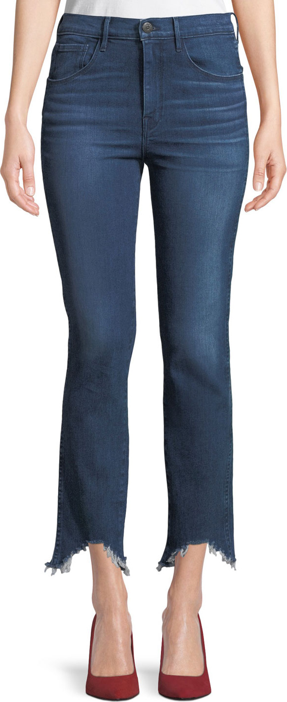3X1 W3 Frayed Cropped Straight-Leg Jeans