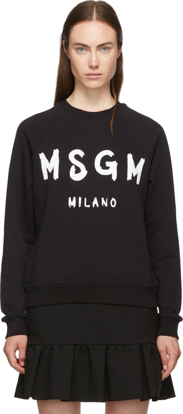 MSGM Black Paint Brushed Logo Sweatshirt