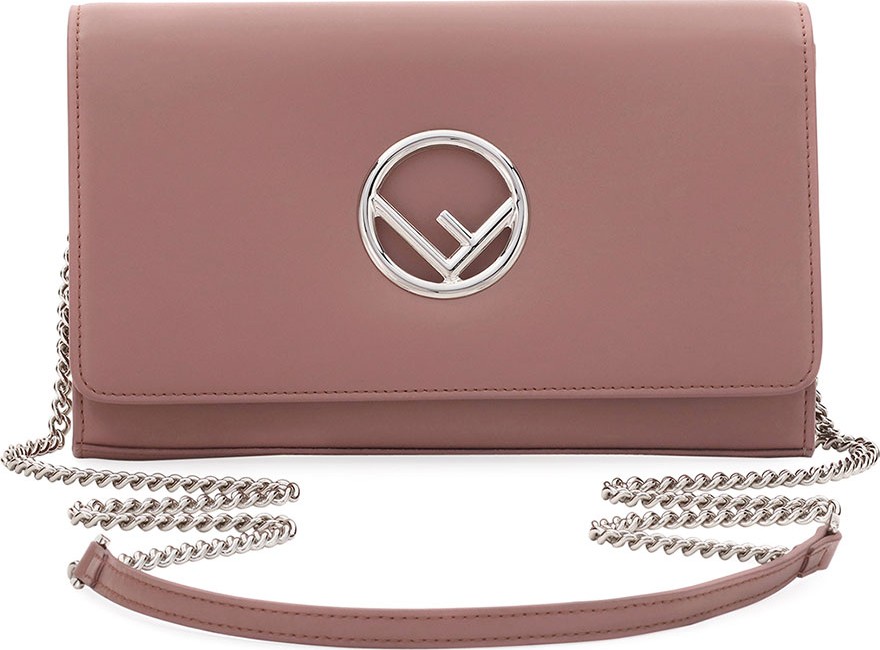 Fendi F Seal Leather Wallet on a Chain