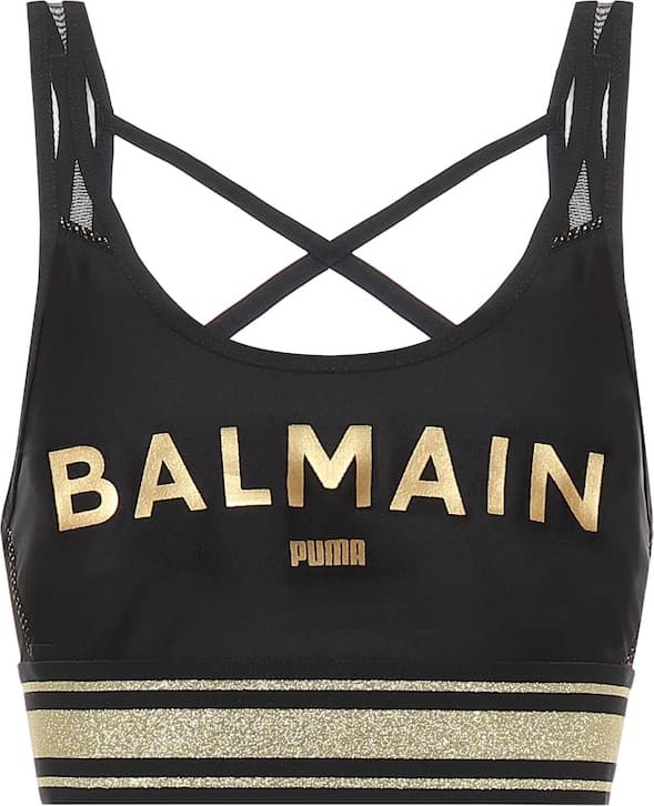 PUMA x Balmain logo sports bra