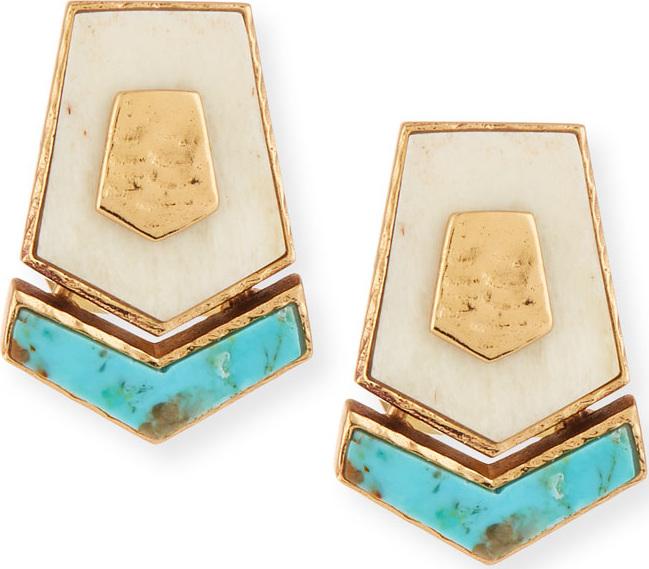 Akola Turquoise & Bone Hexagon Stud Earrings