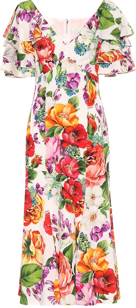 Dolce & Gabbana Floral stretch-silk midi dress