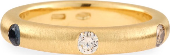 Adolfo Courrier 18K Yellow Gold Ring with Brown & Black Diamonds, Size 6.75