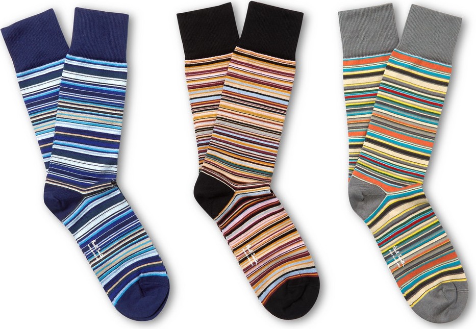 Paul Smith Three-Pack Striped Stretch Cotton-Blend Socks