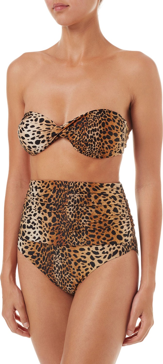 Melissa Odabash Lyon Twisted Cheetah-Print Bandeau Swim Top