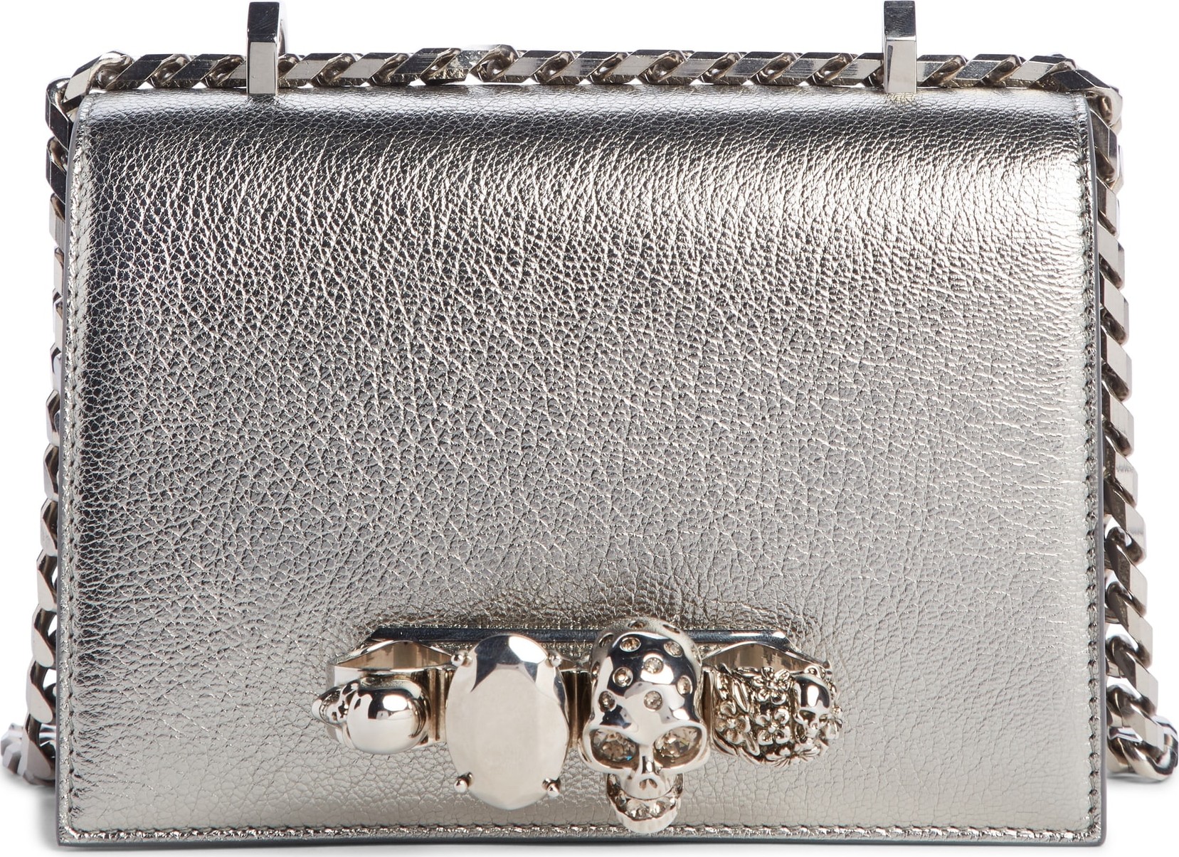 Alexander McQueen Small Metallic Leather Crossbody Bag