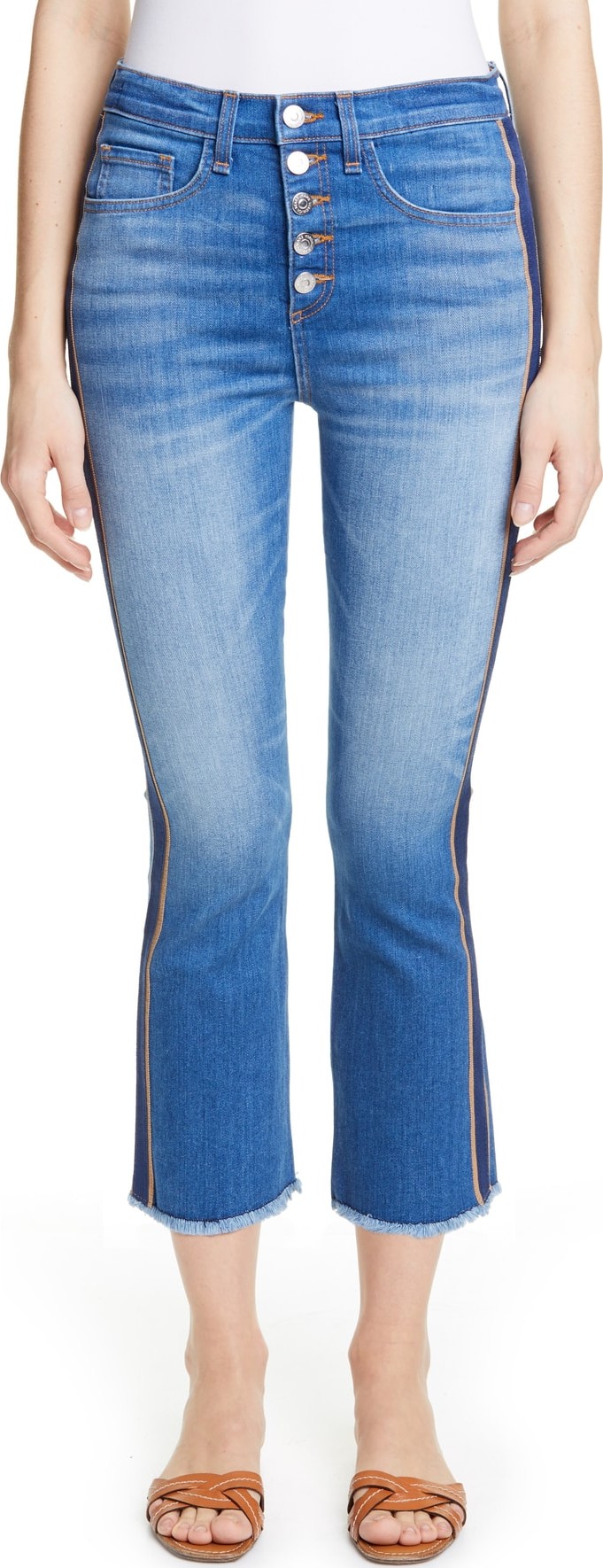 Veronica Beard Carolyn Tuxedo Stripe Baby Boot Crop Jeans