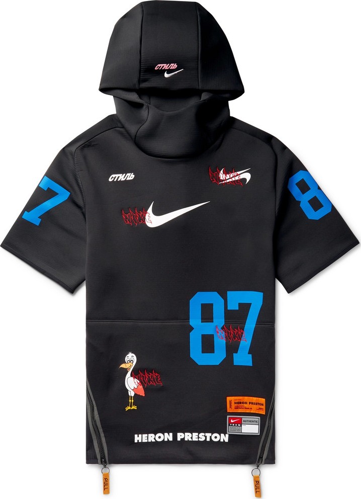 Nike + Heron Preston Embroidered Printed Neoprene Hoodie